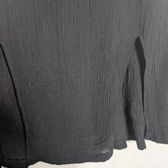 All In Favor Black Double Breasted Button Midi Dress Front Slits Crepe Medium - Picture 4 of 7